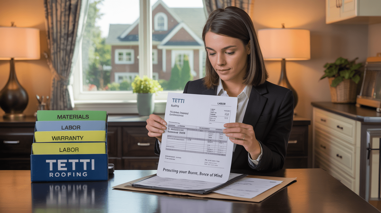 Tetti Roofing vendor invoice documentation for roof projects in Bridgewater, NJ