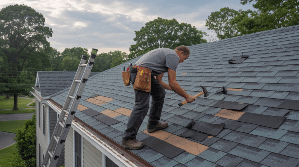 Tetti Roofing team installing new asphalt shingles on a Branchburg NJ home