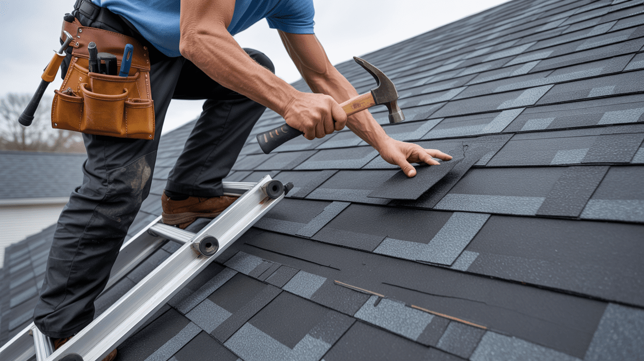 Tetti Roofing crew installing new asphalt shingle roof on a home in Raritan NJ