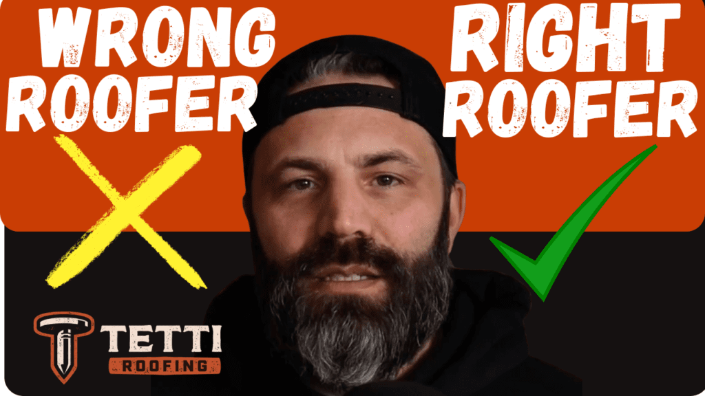 Wrong roofer vs right roofer comparison graphic from TETTI Roofing explaining how to choose a roofing contractor in New Jersey